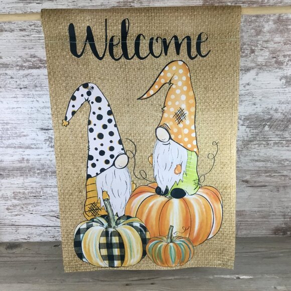 Fall Gnomes and Pumpkins Welcome Garden Flag - Picture 2 of 5